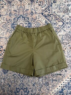 COS Olive Green Elastic Waist Bermuda Shorts